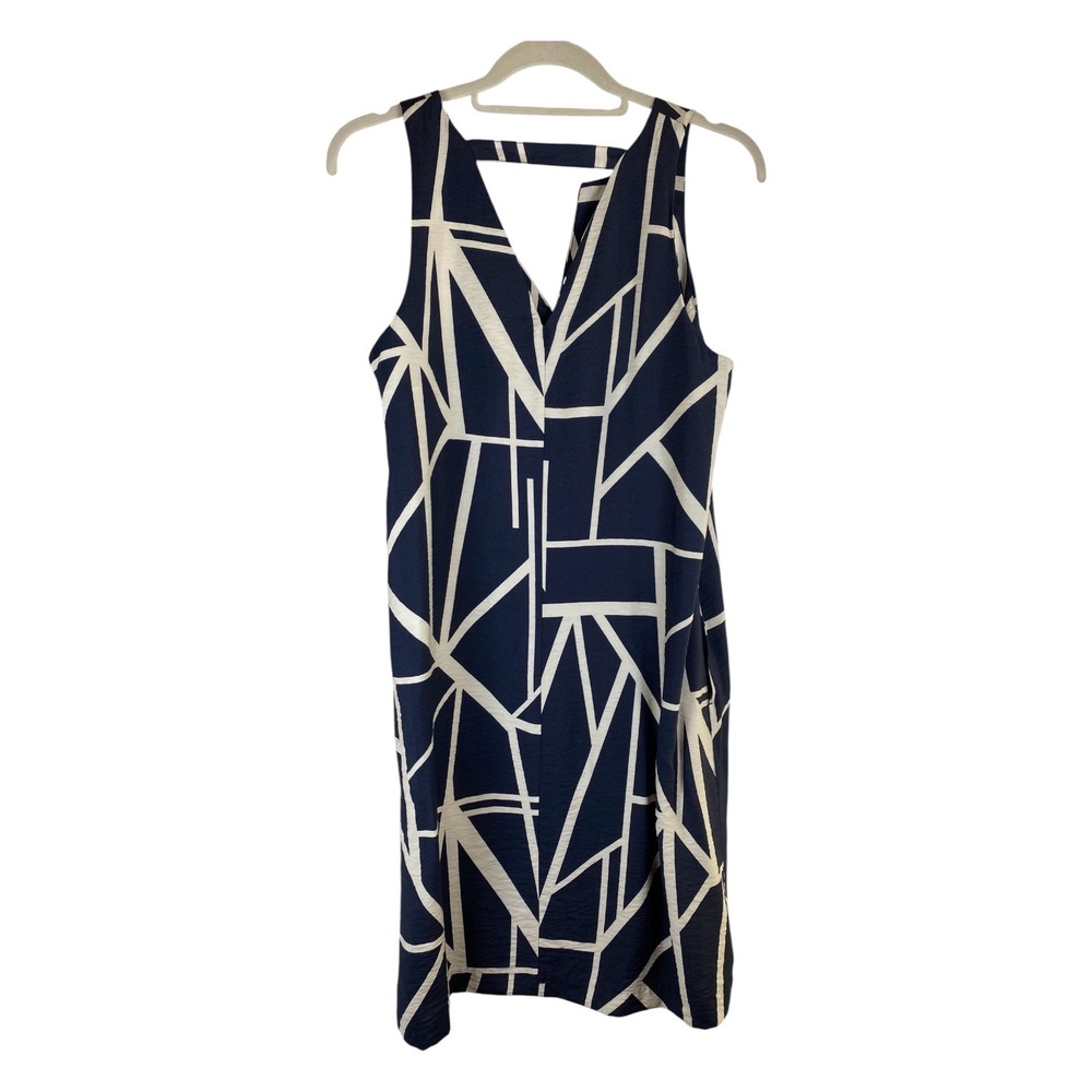 Banana Republic Trapeze Dress M Navy MCM Excellent Geometric Abstract Artsy Mod - Picture 3 of 12